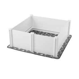 Dogs Whelping Box, 48 x 48 x 18.1 inch, Plastic PVC Puppies Playpen with Height Adjustable Door and Washable Pee Pad